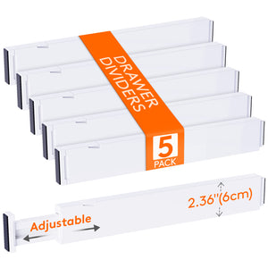 Lifewit 5-Pack Kitchen Drawer Dividers 2.36" Height, 11"-17" Adjustable Drawer Organizer