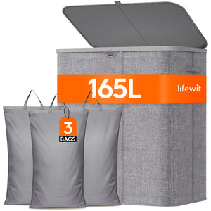 Lifewit Large Laundry Basket with Lid, Laundry Hamper with Plastic Handles and Removable Bag