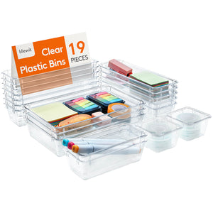 Lifewit 19 PCS Plastic Drawer Organizer for Desk, Makeup, Jewelry, Kitchen, Bathroom